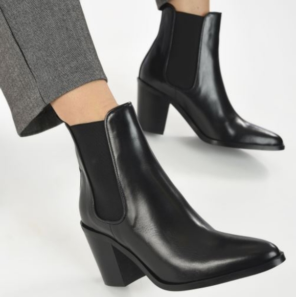Vince Shoes - Vince Leather Black Pointed Ankle Boots Size 6M